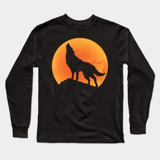 Orange moonlight wolf Long Sleeve T-Shirt